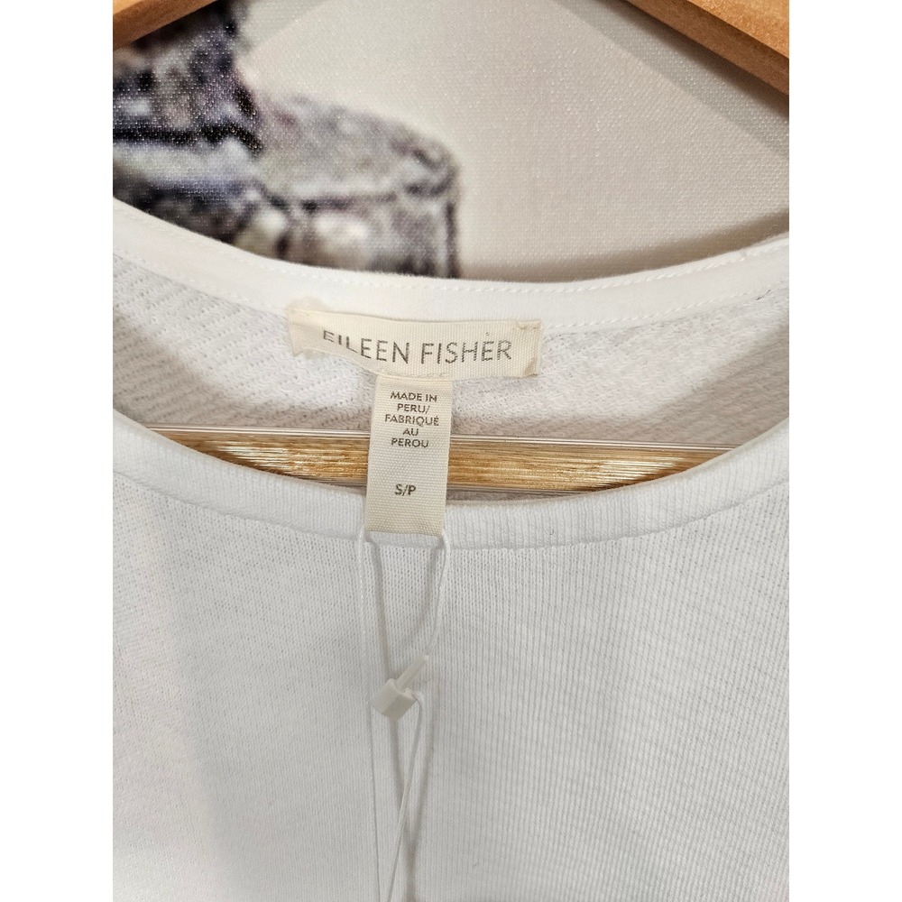 NWT Eileen Fisher White Organic Cotton Crew Neck Tunic Tank Top Small - Picture 4 of 8
